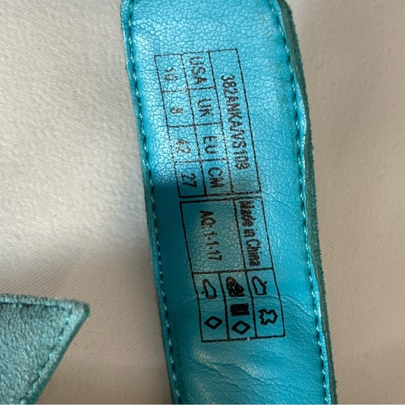 VIONIC Sz 10 Teal Wedge Strappy Sandals Buckle Closure Suede Orthotic Footbed - Picture 15 of 15